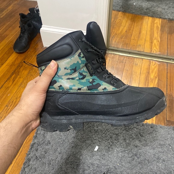 FILA Men's WATERPROOF Weathertech Extreme CAMOUFLAGE BLACK CAMO DUCK BOOTS - Picture 2 of 2